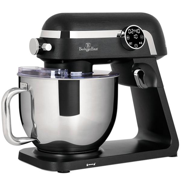 Premium Küchenmaschine mit LED-Display, edles mattschwarz, 7 l Edelstahl-Schüssel, 1800 W - Hochwertig, modern & leistungsstark, für Backen, Kochen & mehr