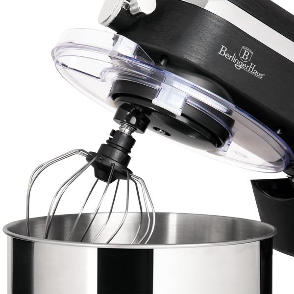 Premium Küchenmaschine mit LED-Display, edles mattschwarz, 7 l Edelstahl-Schüssel, 1800 W - Hochwertig, modern & leistungsstark, für Backen, Kochen & mehr