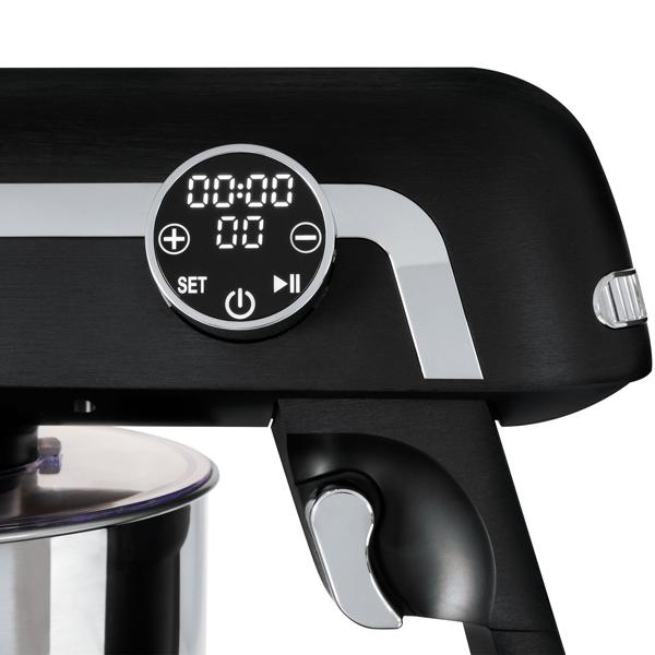 Premium Küchenmaschine mit LED-Display, edles mattschwarz, 7 l Edelstahl-Schüssel, 1800 W - Hochwertig, modern & leistungsstark, für Backen, Kochen & mehr
