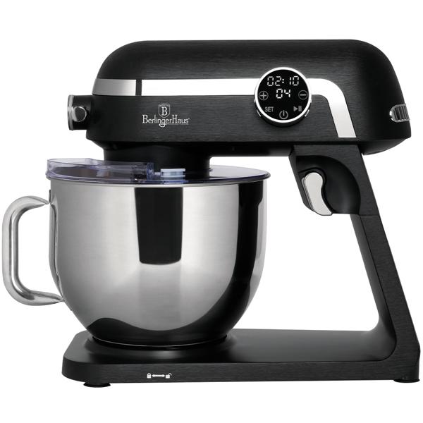 Premium Küchenmaschine mit LED-Display, edles mattschwarz, 7 l Edelstahl-Schüssel, 1800 W - Hochwertig, modern & leistungsstark, für Backen, Kochen & mehr