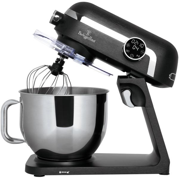 Premium Küchenmaschine mit LED-Display, edles mattschwarz, 7 l Edelstahl-Schüssel, 1800 W - Hochwertig, modern & leistungsstark, für Backen, Kochen & mehr