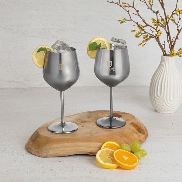 Elegantes 2tlg. Metall Weinglas Set, silber: Unzerbrechlich & stilvoll für Weinliebhaber, Robust, kühlend & für besondere Momente 