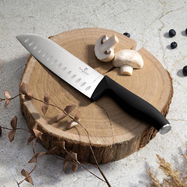 Elegantes Messerset mit Bambus-Ständer, 10-tlg., mattschwarz: Scharfe Küchenmesser, hochwertig, robust & perfekte Geschenkidee für Kochliebhaber