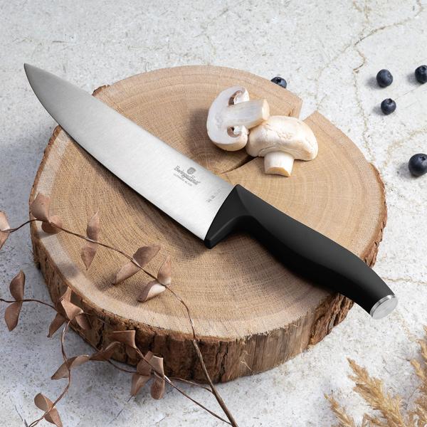 Elegantes Messerset mit Bambus-Ständer, 10-tlg., mattschwarz: Scharfe Küchenmesser, hochwertig, robust & perfekte Geschenkidee für Kochliebhaber