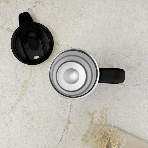 Trendiger Thermobecher mit Strohhalm, matt-schwarz, 1L: Hält Getränke lange heiss oder kalt, auslaufsicher, Tumbler ideal für unterwegs, Büro & Sport