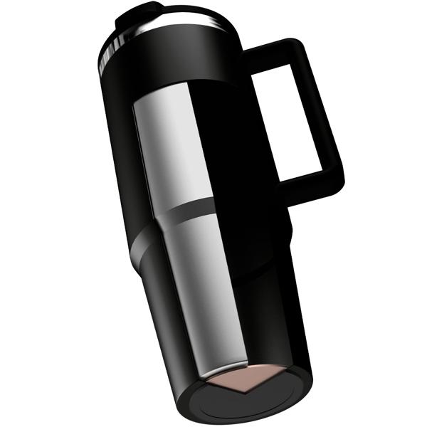 Trendiger Thermobecher mit Strohhalm, matt-schwarz, 1L: Hält Getränke lange heiss oder kalt, auslaufsicher, Tumbler ideal für unterwegs, Büro & Sport