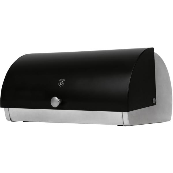 Moderner Brotkasten, Edelstahl, mattschwarz-silber, 38,5 x 28 x 18,5 cm, für langanhaltende Frische & stilvolle Brot-Aufbewahrung