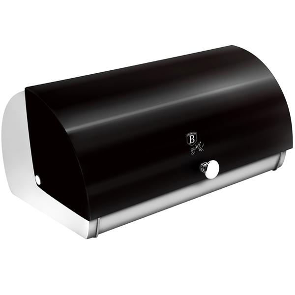 Moderner Brotkasten, Edelstahl, mattschwarz-silber, 38,5 x 28 x 18,5 cm, für langanhaltende Frische & stilvolle Brot-Aufbewahrung