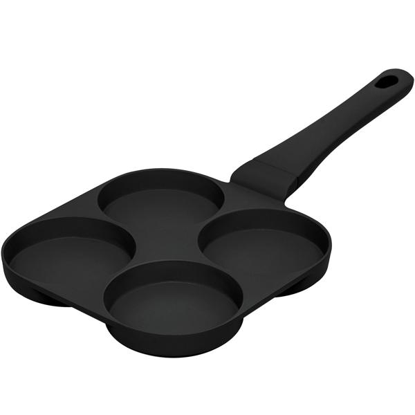 Praktische 4-Loch Pfanne (Ø 20cm) in elegantem Mattschwarz: Perfekt für Spiegeleier, Pancakes & Burger, antihaftbeschichtung, einfache Reinigung & zeitsparend