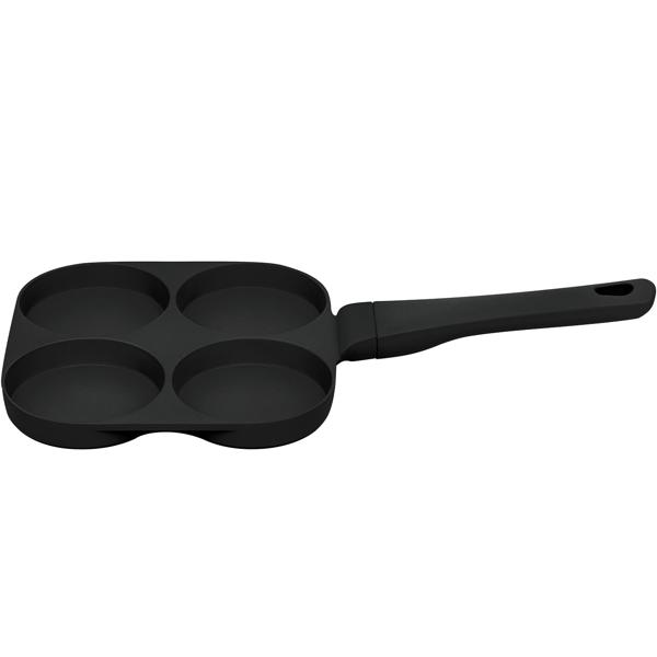 Praktische 4-Loch Pfanne (Ø 20cm) in elegantem Mattschwarz: Perfekt für Spiegeleier, Pancakes & Burger, antihaftbeschichtung, einfache Reinigung & zeitsparend