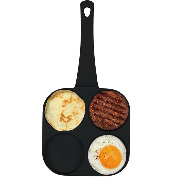 Praktische 4-Loch Pfanne (Ø 20cm) in elegantem Mattschwarz: Perfekt für Spiegeleier, Pancakes & Burger, antihaftbeschichtung, einfache Reinigung & zeitsparend