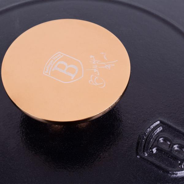 Hochwertiges Gusseisen-Töpfe-Set mit Deckel, 3-tlg., schwarz-roségold - Für perfektes Schmoren & Braten - Robust & langlebig kochen