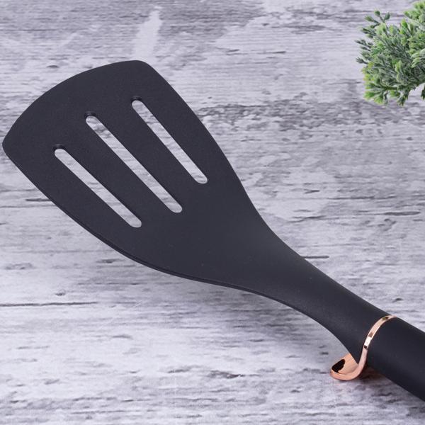 Elegantes 6-tlg. Küchenhelfer Set (Schwarz-Roségold) mit drehbarem Ständer: Stilvolle Kochutensilien für jede Küche | Praktisch, hochwertig & ein echter Blickfang