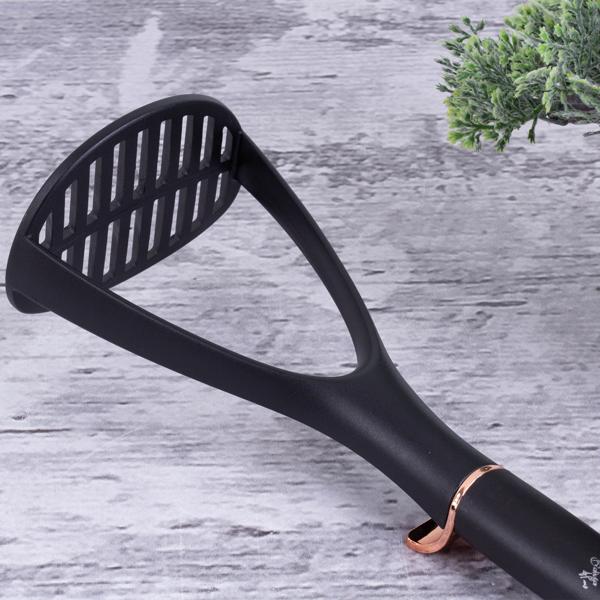 Elegantes 6-tlg. Küchenhelfer Set (Schwarz-Roségold) mit drehbarem Ständer: Stilvolle Kochutensilien für jede Küche | Praktisch, hochwertig & ein echter Blickfang