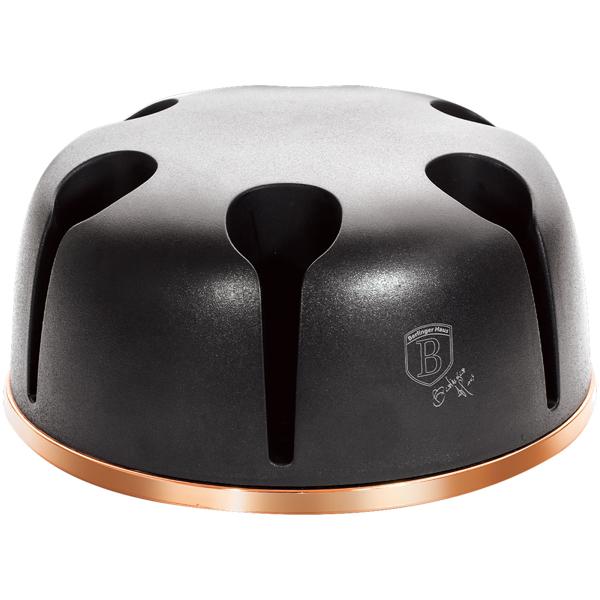 Elegantes 6-tlg. Küchenhelfer Set (Schwarz-Roségold) mit drehbarem Ständer: Stilvolle Kochutensilien für jede Küche | Praktisch, hochwertig & ein echter Blickfang