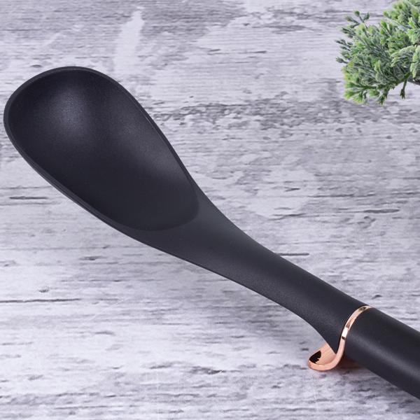 Elegantes 6-tlg. Küchenhelfer Set (Schwarz-Roségold) mit drehbarem Ständer: Stilvolle Kochutensilien für jede Küche | Praktisch, hochwertig & ein echter Blickfang