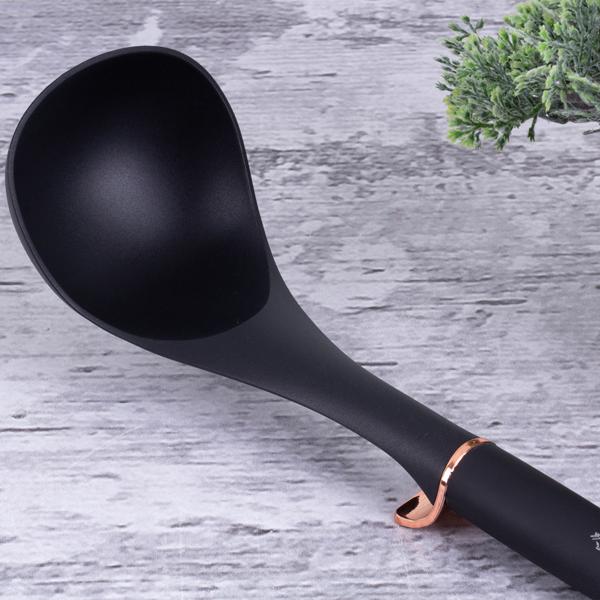 Elegantes 6-tlg. Küchenhelfer Set (Schwarz-Roségold) mit drehbarem Ständer: Stilvolle Kochutensilien für jede Küche | Praktisch, hochwertig & ein echter Blickfang