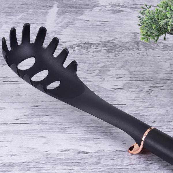 Elegantes 6-tlg. Küchenhelfer Set (Schwarz-Roségold) mit drehbarem Ständer: Stilvolle Kochutensilien für jede Küche | Praktisch, hochwertig & ein echter Blickfang