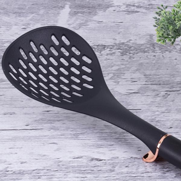 Elegantes 6-tlg. Küchenhelfer Set (Schwarz-Roségold) mit drehbarem Ständer: Stilvolle Kochutensilien für jede Küche | Praktisch, hochwertig & ein echter Blickfang