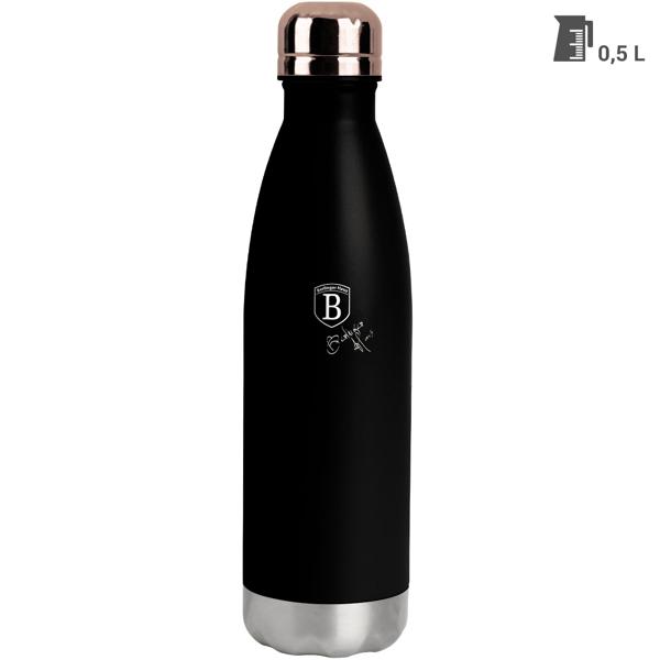 Hochwertige 0,5L Edelstahl Thermosflasche in Schwarz/Roségold: Für heiße & kalte Getränke, auslaufsicher, doppelwandig & ein stilvoller Begleiter für unterwegs