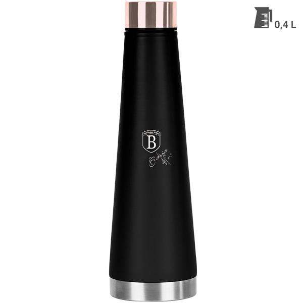 Hochwertige 0,4L Edelstahl Thermoskanne in Schwarz/Roségold: Für heiße & kalte Getränke, auslaufsicher, doppelwandig & ein stilvoller Begleiter für unterwegs