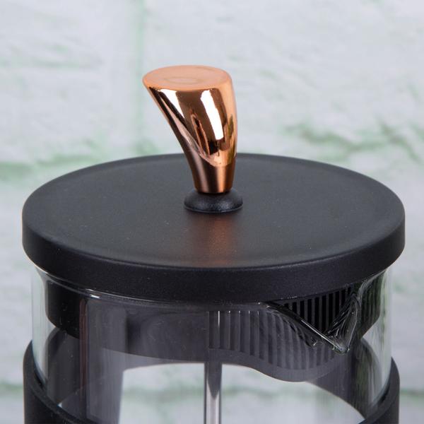 Edle French-Press für Kaffee und Tee, 1 l, schwarz-roségold:  Kaffeebereiter für aromatischen Kaffee & losen Tee, Ihr Barista-Erlebnis Zuhause