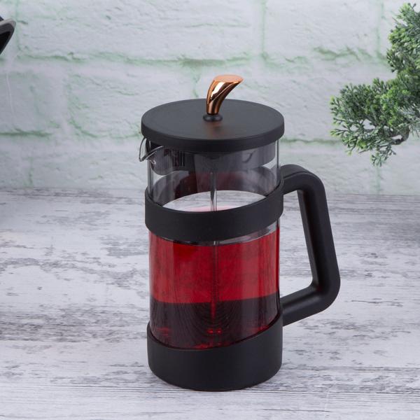 Edle French-Press für Kaffee und Tee, 1 l, schwarz-roségold:  Kaffeebereiter für aromatischen Kaffee & losen Tee, Ihr Barista-Erlebnis Zuhause
