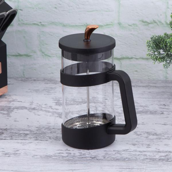 Edle French-Press für Kaffee und Tee, 1 l, schwarz-roségold:  Kaffeebereiter für aromatischen Kaffee & losen Tee, Ihr Barista-Erlebnis Zuhause