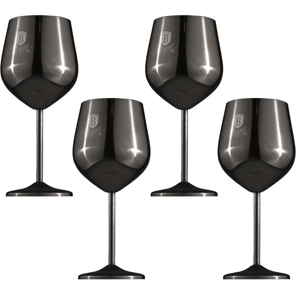 Elegantes 4tlg. Metall Weinglas Set, schwarz: Unzerbrechlich & stilvoll für Weinliebhaber, Robust, kühlend & für besondere Momente 