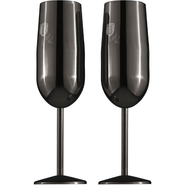 Elegantes 4tlg. Metall Champagnerglas Set, schwarz: Unzerbrechlich & stilvoll für Sektliebhaber, Robust, kühlend & für besondere Momente