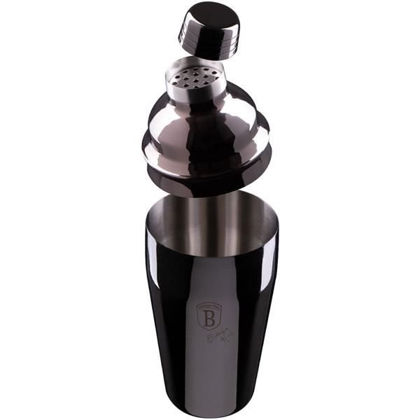 Profi Cocktailmixer-Set, 6-tlg, 550ml, schwarz-roségold: Mit Shaker, Ausgiesser, Messbecher, Stössel, Sieb und Löffel - für kreative Cocktails