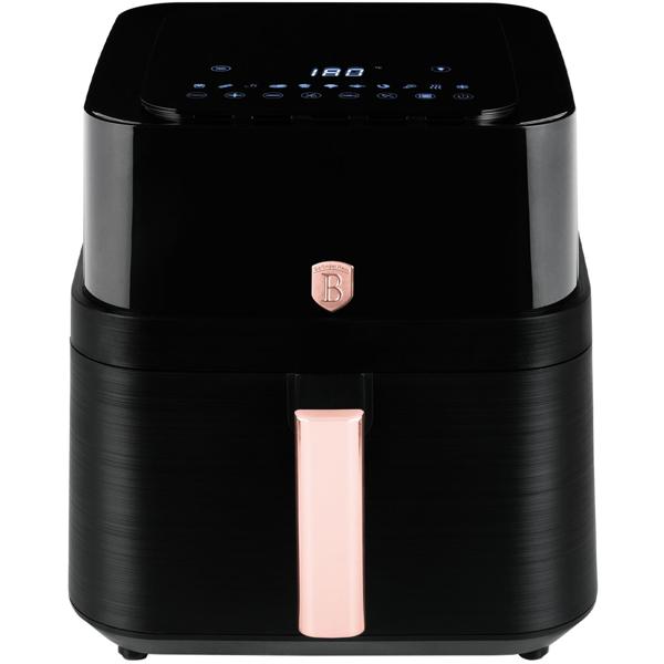 Heissluftfritteuse mit Sichtfenster & 11 Kochprogramme-Air Fryer, 7,2L, schwarz-roségold, fettarmes Frittieren, elegantes Design, knusprige Ergebnisse