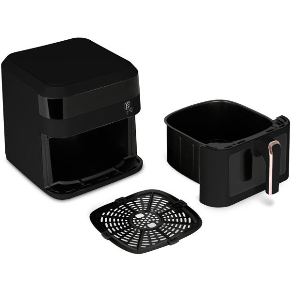 Heissluftfritteuse mit Sichtfenster & 9 Kochprogramme-Air Fryer, 6,3L, schwarz-roségold, fettarmes Frittieren, elegantes Design, knusprige Ergebnisse