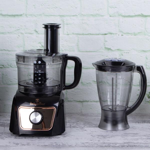 Kompakt-Küchenmaschine, schwarz-roségold, 500W - Multifunktionsmixer mit Zitruspresse. Leistungsstarker Food-Processor für beste Koch-Ergebnisse