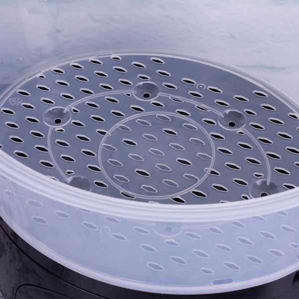 Elektrischer Dampfgarer (6L, 800W), schwarz-roségold: Für schonendes & gesundes Kochen, 2 Etagen, Timer & Abschaltautomatik, Vitamine erhalten, leicht & schnell