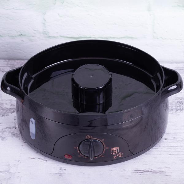 Elektrischer Dampfgarer (6L, 800W), schwarz-roségold: Für schonendes & gesundes Kochen, 2 Etagen, Timer & Abschaltautomatik, Vitamine erhalten, leicht & schnell