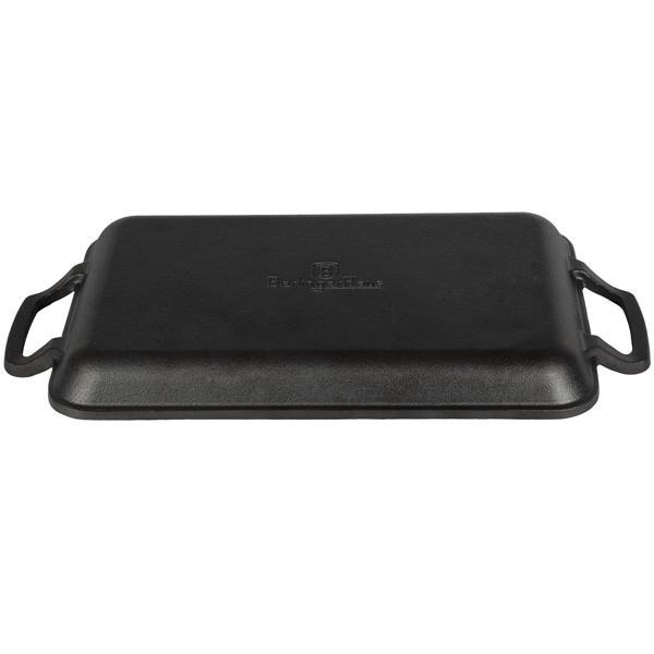 Hochwertige rechteckige Grillplatte aus Gusseisen (33x22 cm) mit Griffen: Für authentische Grillstreifen & Aromen, vielseitig & ideal für Fleisch, Gemüse & Fisch