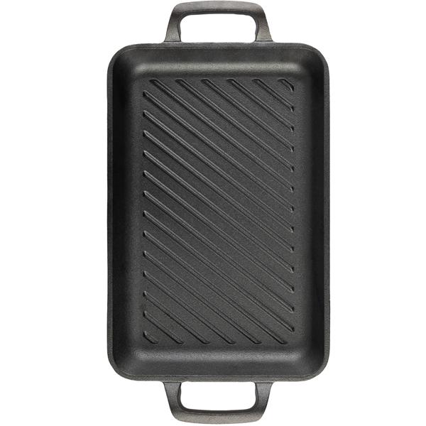 Hochwertige rechteckige Grillplatte aus Gusseisen (33x22 cm) mit Griffen: Für authentische Grillstreifen & Aromen, vielseitig & ideal für Fleisch, Gemüse & Fisch