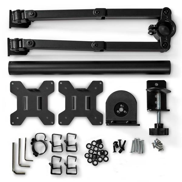 Vollbewegliche Doppel-Monitorhalterung für den Schreibtisch: Mehr Platz & Komfort, neigbar, drehbar & höhenverstellbar, für 2 Bildschirme