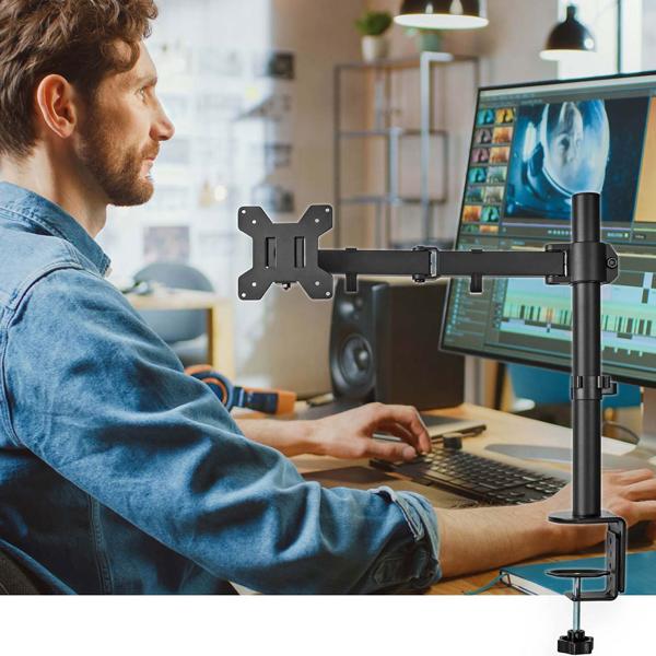 Vollbewegliche Monitorhalterung für den Schreibtisch: Mehr Platz & Komfort, neigbar, drehbar & höhenverstellbar