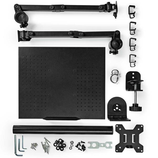 Vollbewegliche Monitorhalterung mit Laptop-Ablage für den Schreibtisch: Mehr Platz & Komfort, neigbar, drehbar & höhenverstellbar