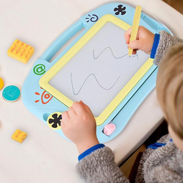 Magnetische Zaubertafel 32x23 cm – Wiederbeschreibbare Maltafel mit Magnetstift & 2 Stempeln, kreative Frühförderung und Reisespiel für Kinder