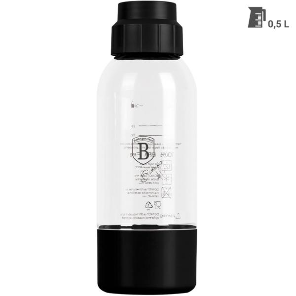 Wassersprudler-Flasche 0,5L Schwarz - Ersatzflasche für Wassersprudler & Sodamaschine - Ideal für Unterwegs & Kühlschrank - PET-Kunststoff
