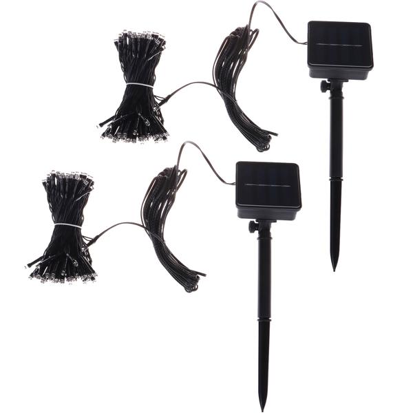 2er-Set Solar Lichterkette 100 warm-weisse LEDs, 12,5m: Schaffen Sie magisches Ambiente – Kabellos für Party & Terrasse