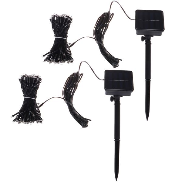 2er-Set Extralange Solar Lichterkette 12,5m: 100 warmweisse LEDs mit 8 Lichteffekten – Perfekte Gartendeko & Weihnachtsbeleuchtung