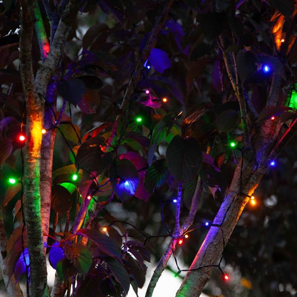 Multicolor LED-Lichterkette für Innen und Aussen, 40 LEDs, bunt, Timer, IP44, Batterie, zauberhafte Lichteffekte Zuhause, Balkon oder Garten