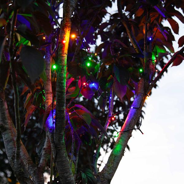 2er-Set Multicolor LED-Lichterkette für Innen und Aussen, 40 LEDs, bunt, Timer, IP44, Batterie, zauberhafte Lichteffekte Zuhause, Balkon oder Garten