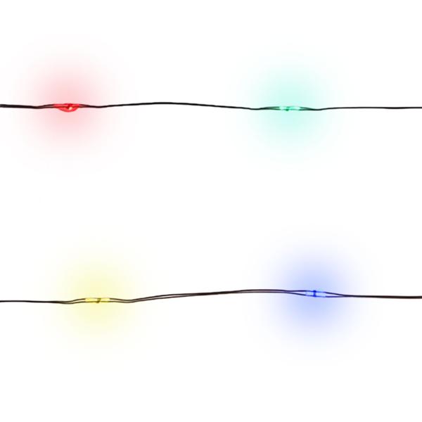 Multicolor Draht-Lichterkette 80 LEDs IP44, 425cm, batteriebetrieben - Farblichterkette für stimmungsvolle Deko innen & aussen