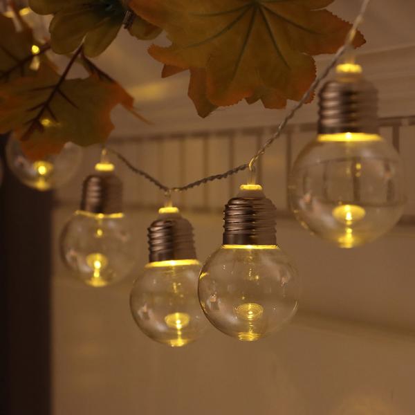 2er-Set Solar-LED-Lichterkette mit 20 warmweissen Glühbirnen-LEDs - 2,85 Meter beleuchtet - Autark, wetterfest IP44 für Garten & Balkon