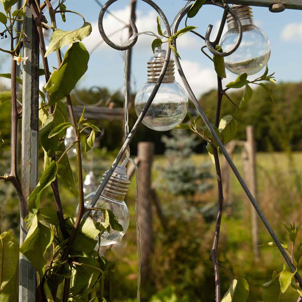 2er-Set Solar-LED-Lichterkette mit 20 warmweissen Glühbirnen-LEDs - 2,85 Meter beleuchtet - Autark, wetterfest IP44 für Garten & Balkon